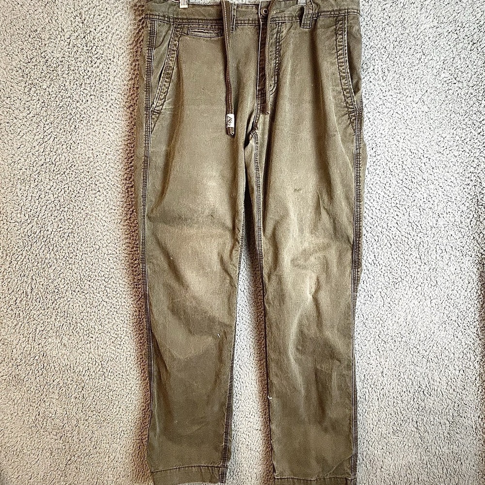 Y2K Aeropostale Pant 34x32 Army Khaki Chino Straight Leg Pants Draw Strings Logo